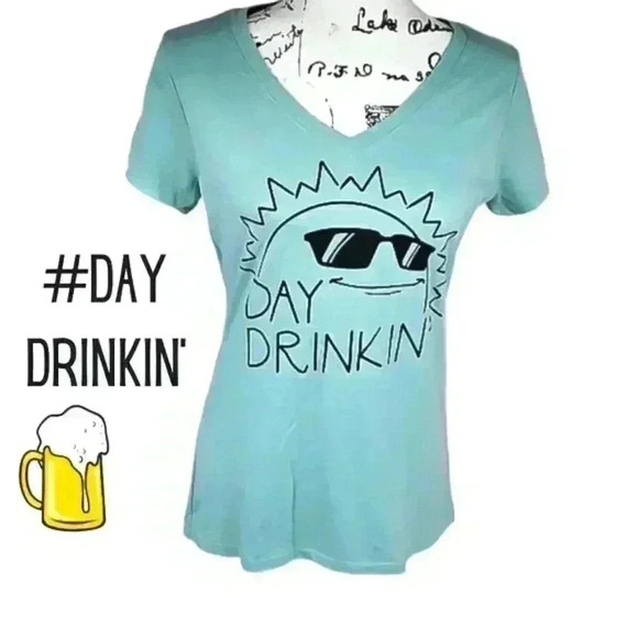 Bella Canvas Tops - Women's V-Neck T-Shirt,  Day Drinking | Sz Medium